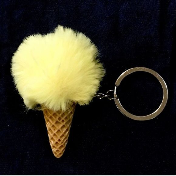 Fuzzy Ice Cream Cone Pom Pom Keychains (Set of 3) - Picture 6 of 8